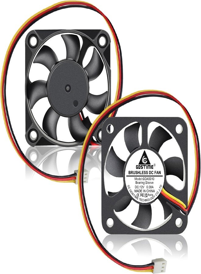 GDSTIME 50mm Fan 3 Pin, 12V 50x50x10mm Mini DC Brushless Cooling Fan Replacement for CPU Heatsink, Northbridge Cooler (2 Pack) - Image 1